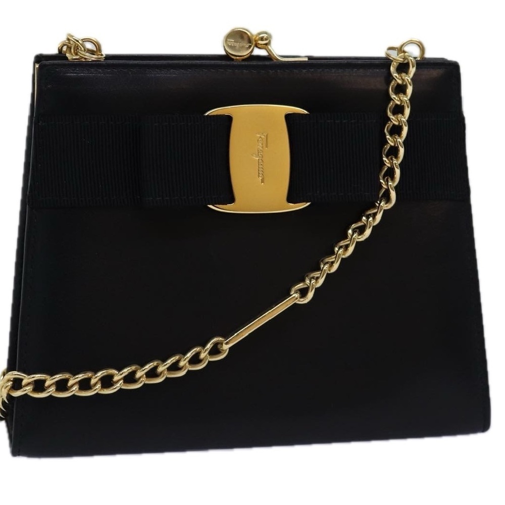 Salvatore Ferragamo Black and Gold Shoulder Bag